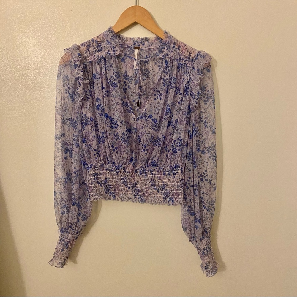 SALE Like new Free People Twyla smocked top Small - Picture 3 of 10
